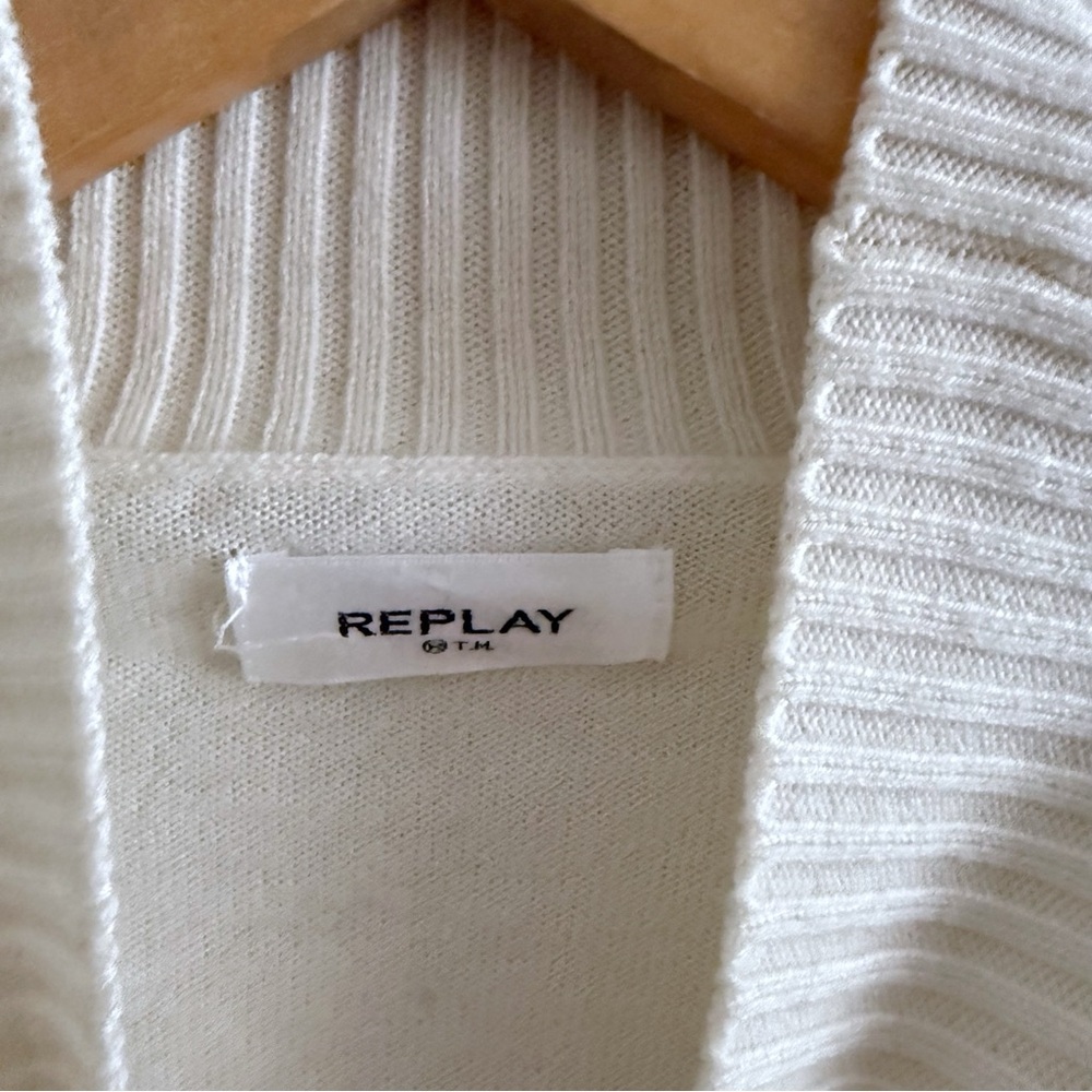 Replay Fringe Detail High Neck Cream Sweater Size XS - Picture 4 of 8